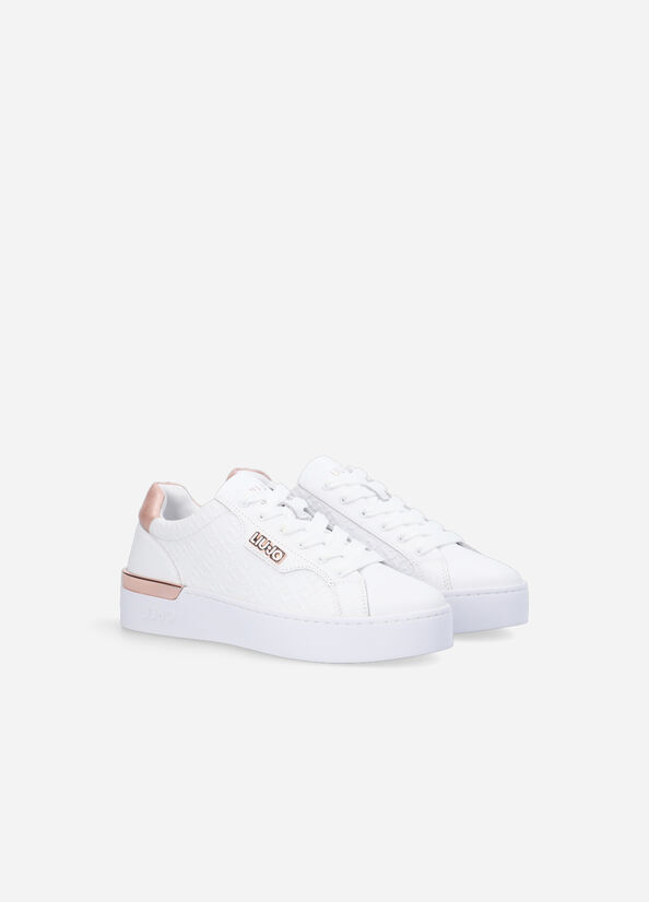 Liu Jo Monogram Leder Sneakers Damen Weiß | OAU-865914