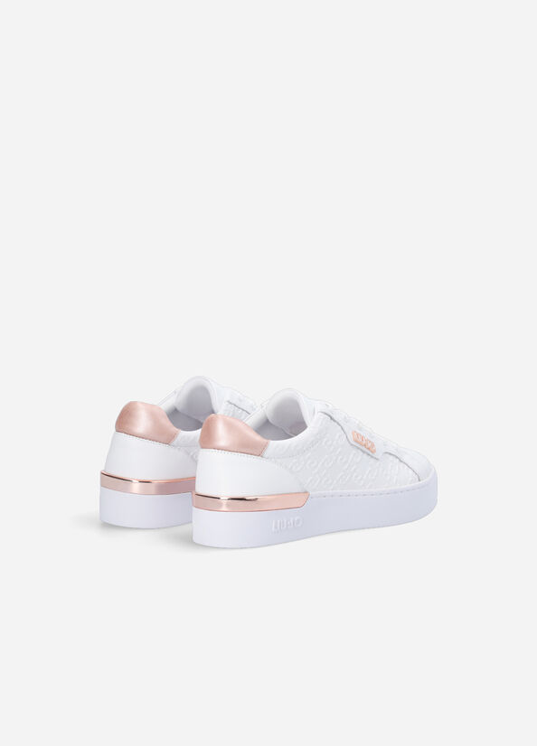 Liu Jo Monogram Leder Sneakers Damen Weiß | OAU-865914