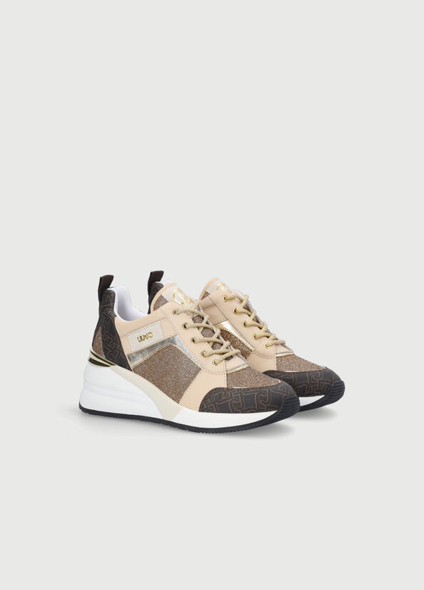 Liu Jo Monogram Lurex Sneakers Damen Gold | CZH-391680