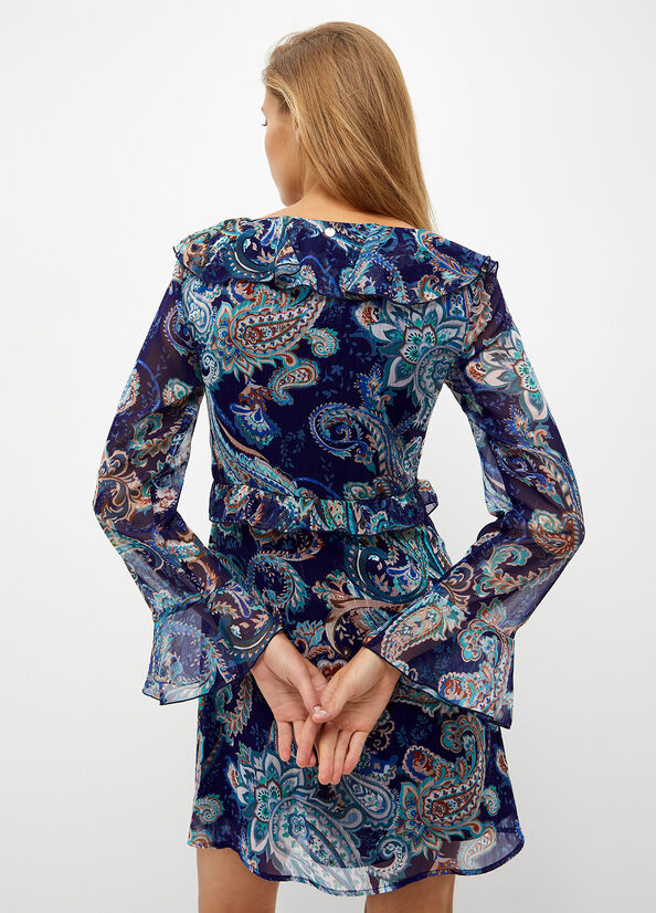 Liu Jo Paisley-Print Kleider Damen Türkis | UKY-410982