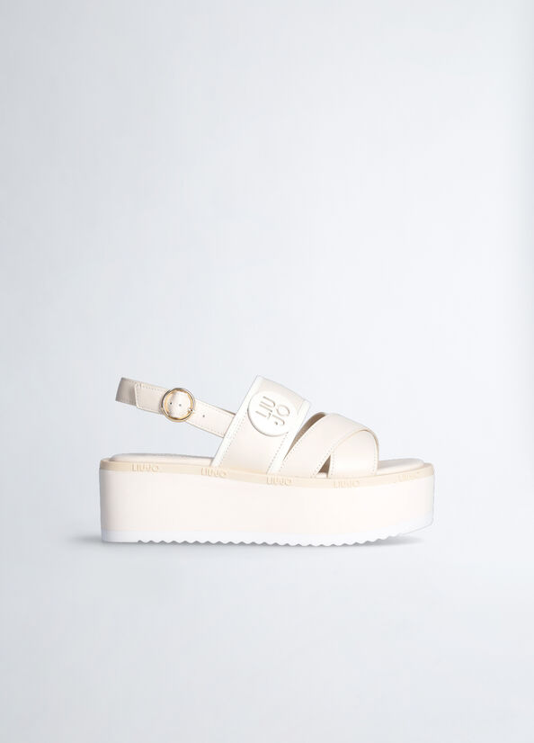 Liu Jo Plattform With Logo Sandalen Damen Weiß | OYH-437210