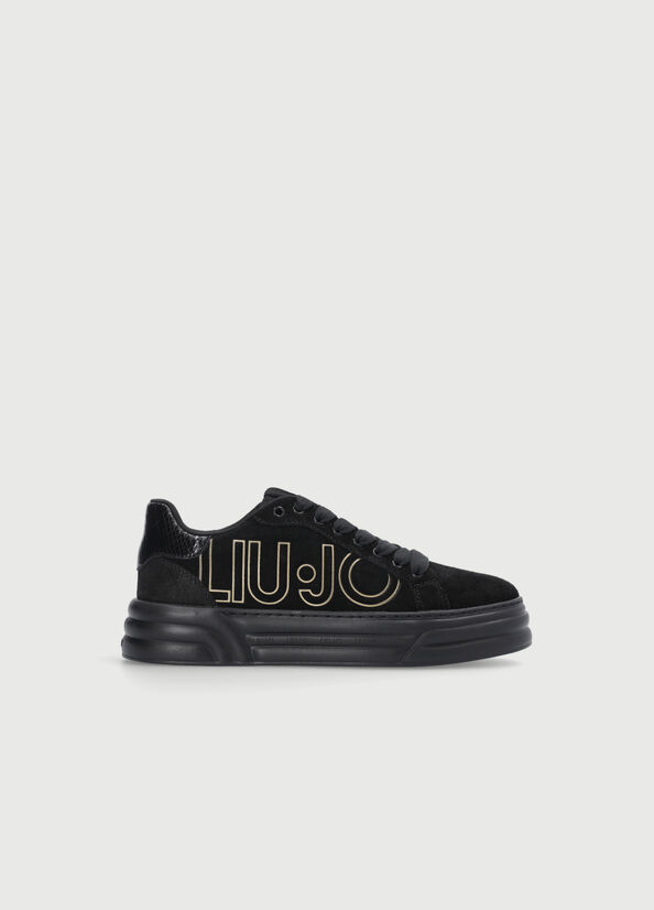 Liu Jo Plattform With Maxi Logo Sneakers Damen Schwarz | IAE-461805