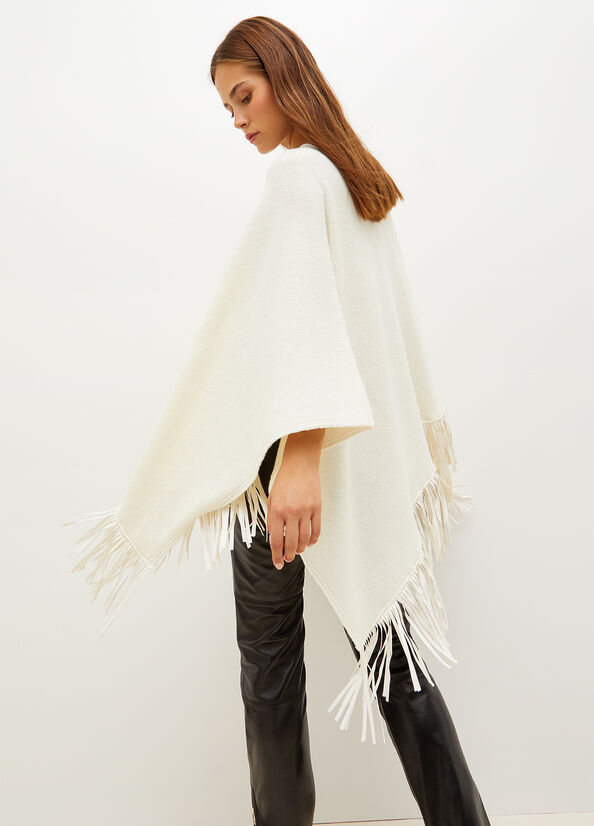 Liu Jo Poncho With Fringes Mäntel Damen Weiß | RIH-839607