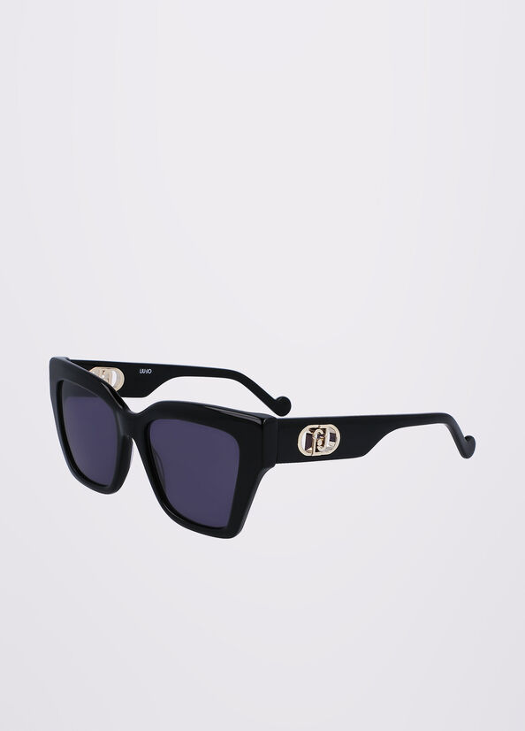 Liu Jo Rectangular Sonnenbrille Damen Schwarz | TDG-069815