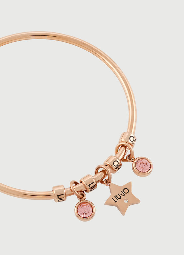 Liu Jo Rigid Bracelet With Jewel Charm Schmuck Damen Rosa Gold | AKX-698310