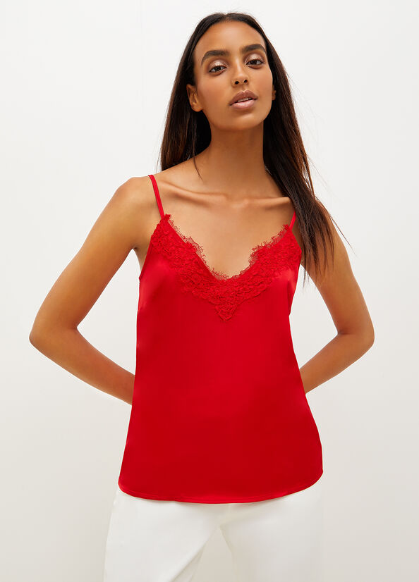 Liu Jo Satin Lingerie T-shirts Damen Rot | YWB-843672