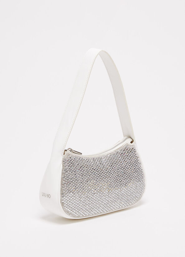 Liu Jo Shoulder With Rhinestones Schultertaschen Damen Weiß | MQP-174029