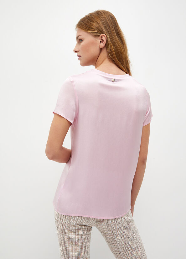 Liu Jo Silk Blend Blouse Hemd Damen Rosa | LVY-750482