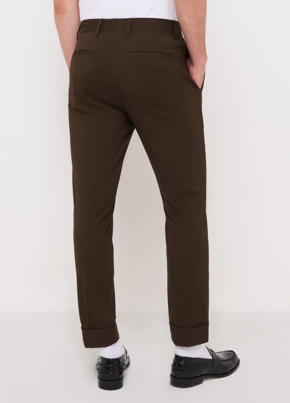 Liu Jo Slim Fit Chinos With Turn-Up Hose Herren Dunkelbraun | OBS-953680