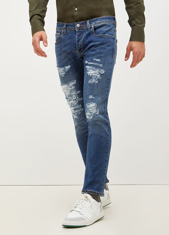 Liu Jo Slim With Rips Slim Jeans Herren Blau | JYB-265071