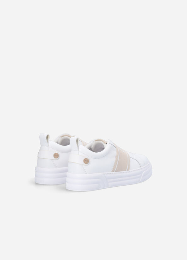 Liu Jo Slip Ons With Maxi Logo Sneakers Damen Weiß Beige | KEV-458713