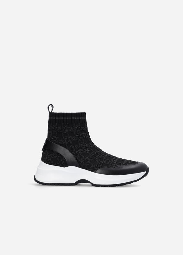 Liu Jo Sock With Jacquard Monogram Sneakers Damen Schwarz | TJE-603845