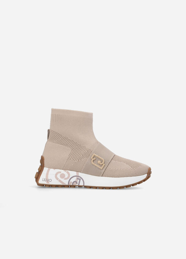 Liu Jo Sock With Logo Sneakers Damen Braun | PTZ-105768