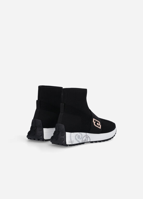 Liu Jo Sock With Logo Sneakers Damen Schwarz | PQO-428370