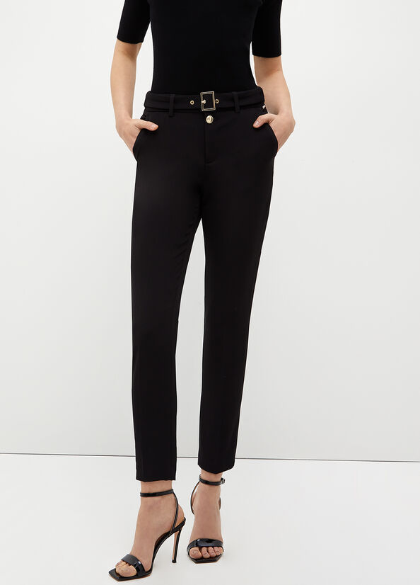 Liu Jo Stretch Chinos Hose Damen Schwarz | CUL-936720