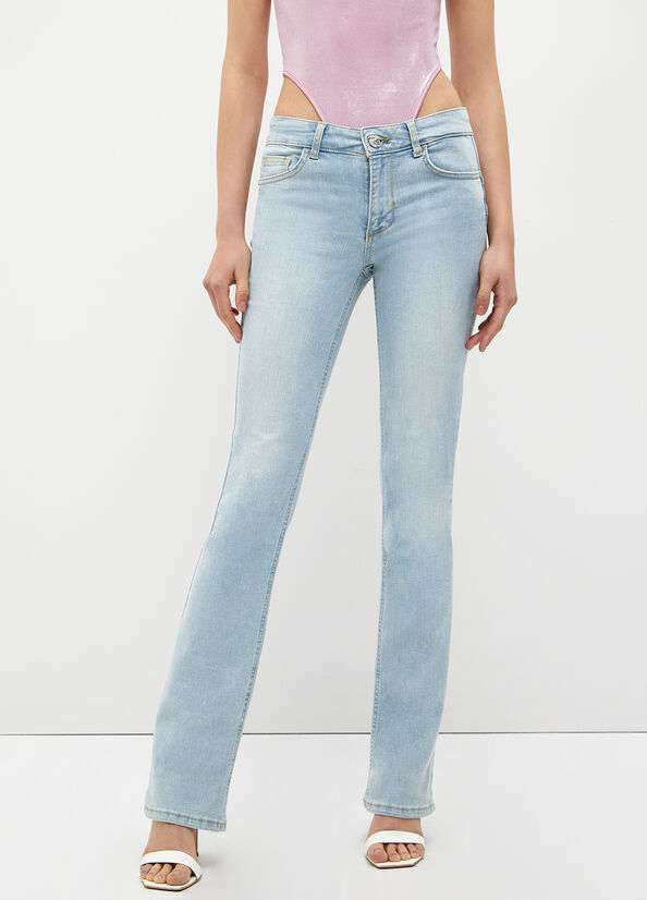 Liu Jo Stretch Denim Cut Röhrenjeans Damen Hellblau | NGW-138750