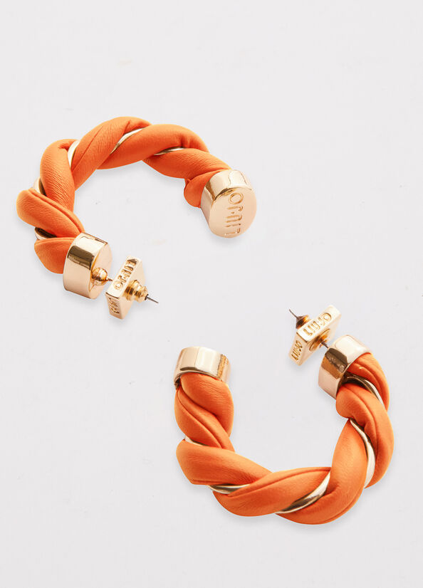 Liu Jo Torchon Effect Hoop Earrings Schmuck Damen Orange | XFG-247951