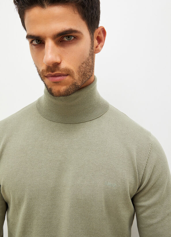 Liu Jo Turtleneck In Baumwoll Pullover Herren Olivgrün | WLR-542138