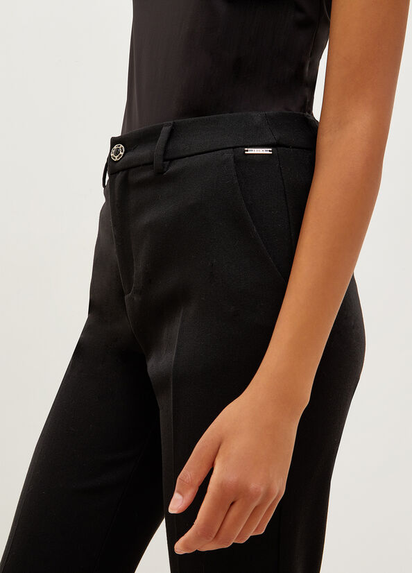 Liu Jo Twill Chinos Hose Damen Schwarz | FYR-789546