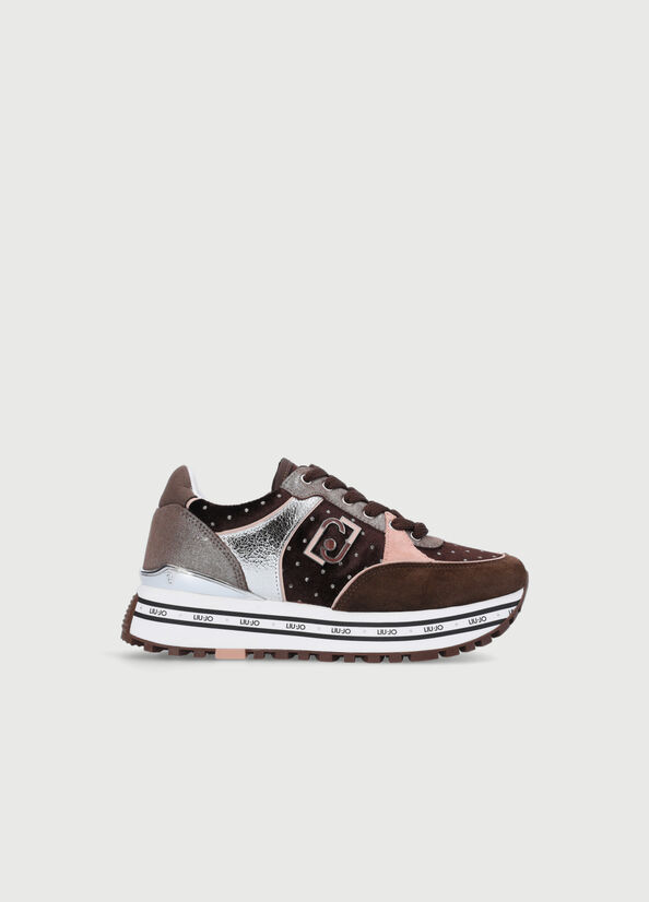 Liu Jo Velvet Plattform Sneakers Damen Braun | DQF-651847