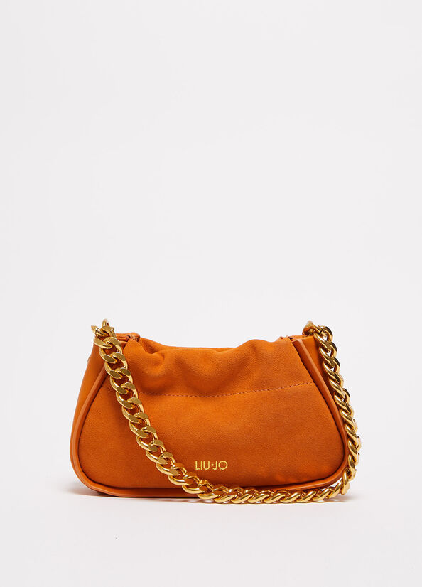 Liu Jo Wildleder With Logo Clutch Tasche Damen Orange | OBP-345689