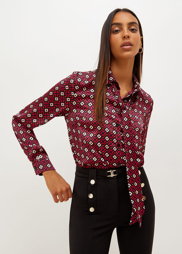 Liu Jo With Geometric Print Hemd Damen Rot | OTH-189754