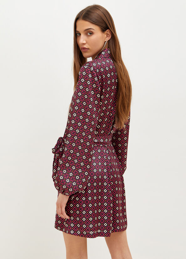 Liu Jo With Geometric Print Kleider Damen Bordeaux | REZ-768420