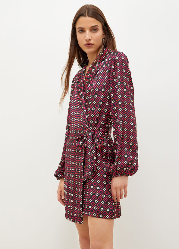 Liu Jo With Geometric Print Kleider Damen Bordeaux | REZ-768420