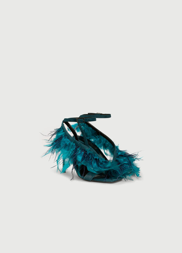 Liu Jo With Heel And Feathers Sandalen Damen Türkis | PUH-573126