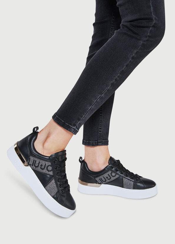 Liu Jo With Jacquard Detail Sneakers Damen Schwarz | FLP-765408