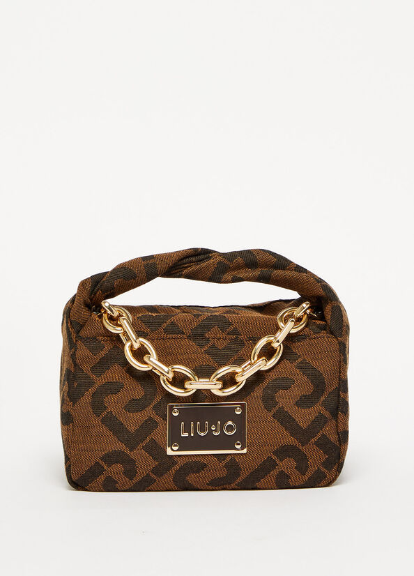 Liu Jo With Jacquard Logo Handtasche Damen Schokolade | SOD-834967