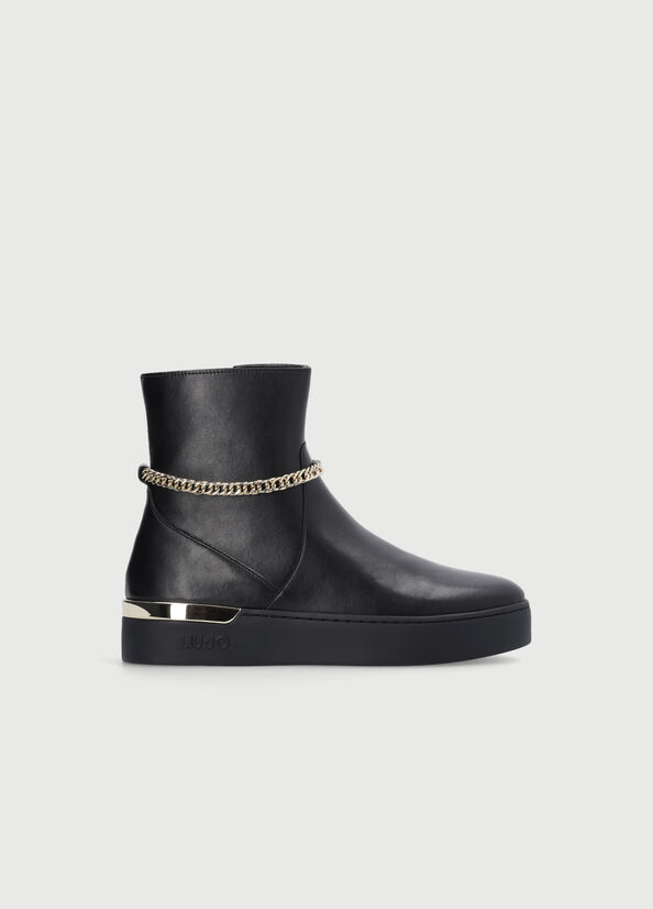 Liu Jo With Jewel Chain Stiefeletten Damen Schwarz | NOK-839407