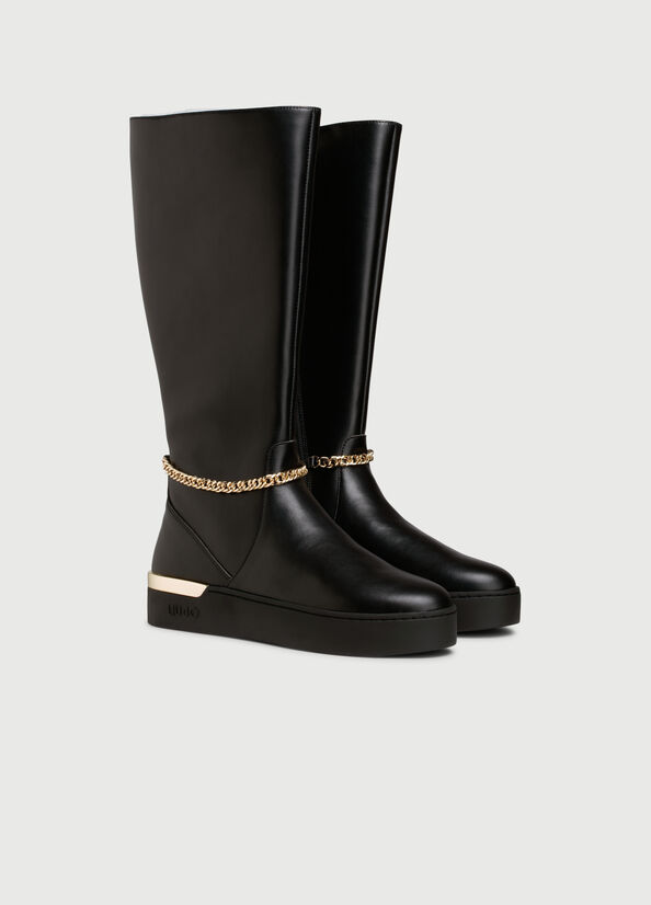 Liu Jo With Jewel Chain Stiefeletten Damen Schwarz | NWQ-175620