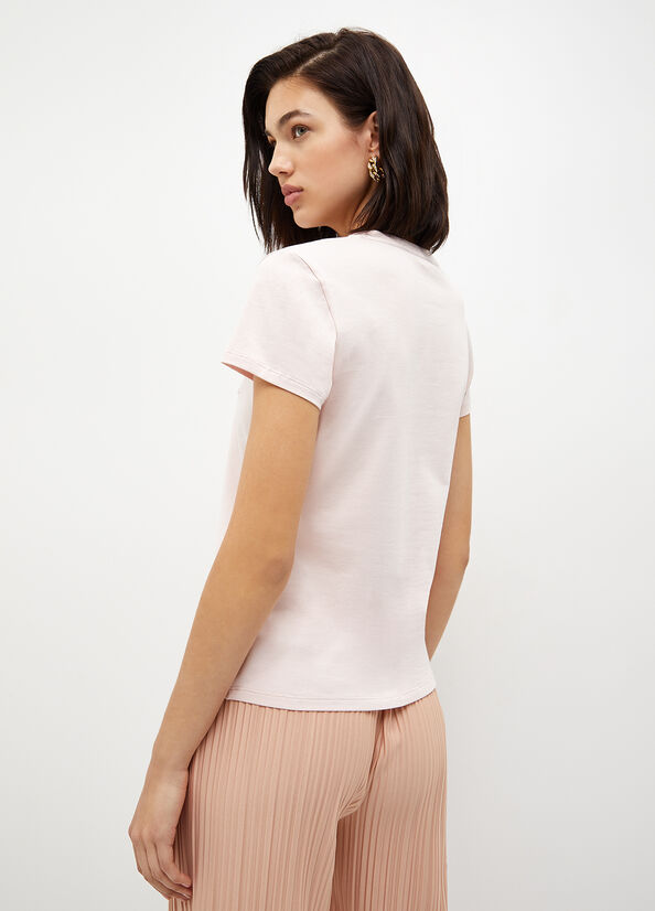 Liu Jo With Logo And Spitze T-shirts Damen Rosa | CBF-789324