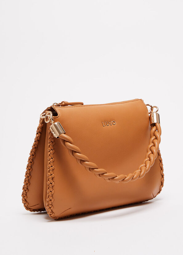 Liu Jo With Logo Schultertaschen Damen Hellbraun | PQA-946580