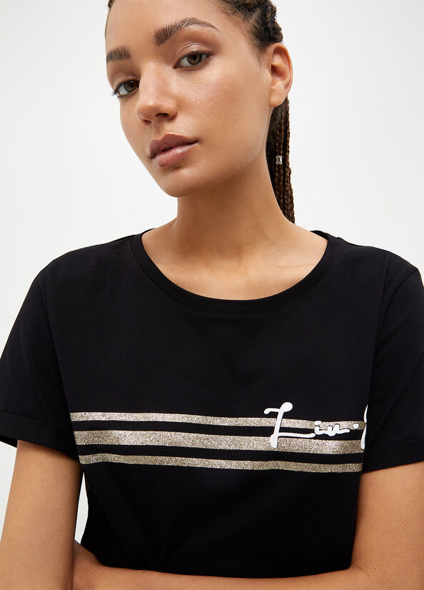 Liu Jo With Logo T-shirts Damen Schwarz | ZIV-041789