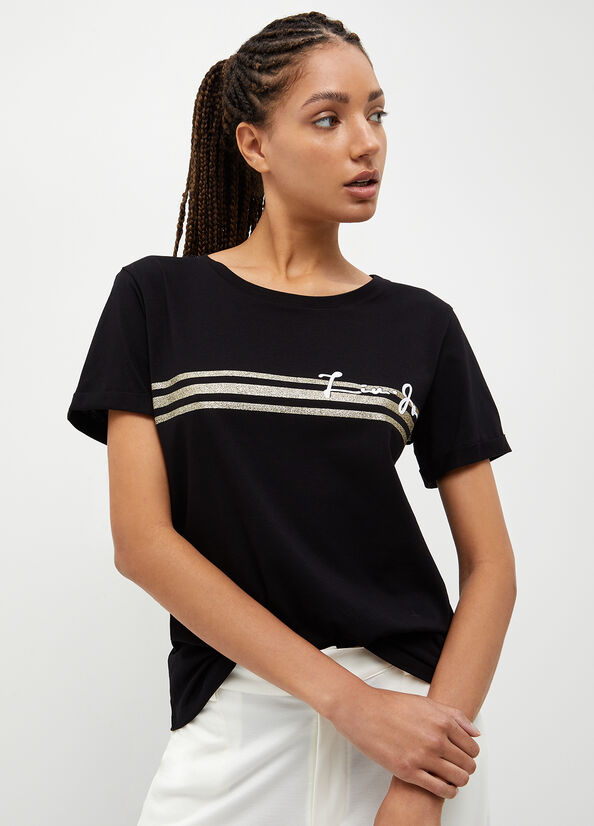 Liu Jo With Logo T-shirts Damen Schwarz | ZIV-041789