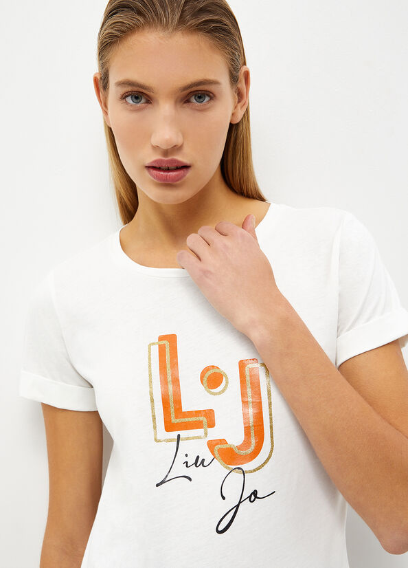 Liu Jo With Logo T-shirts Damen Weiß | QIJ-758241