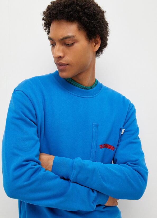 Liu Jo With Print On The Back Pullover Herren Königsblau Blau | UCN-328705