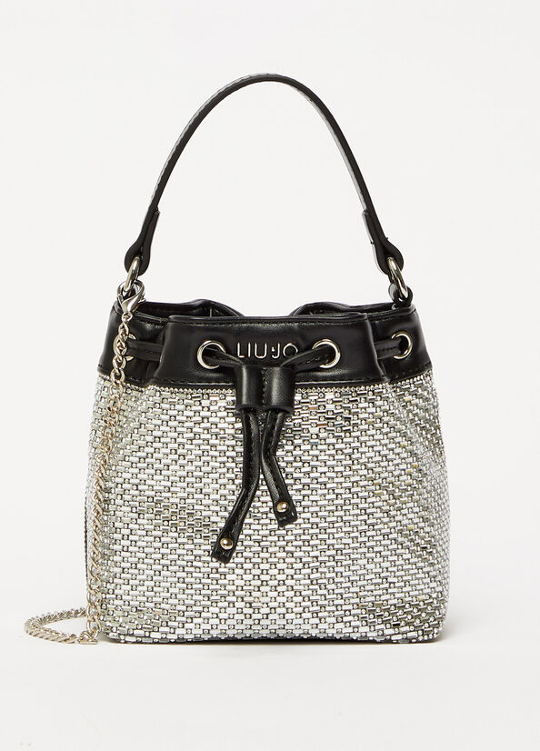 Liu Jo With Rhinestones Bucket Tasche Damen Schwarz | FCR-329518