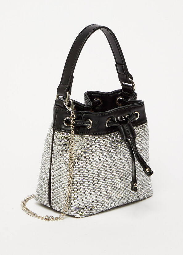 Liu Jo With Rhinestones Bucket Tasche Damen Schwarz | FCR-329518