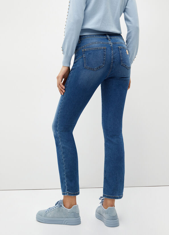 Liu Jo With Studs Slim Jeans Damen Blau | IGO-897061