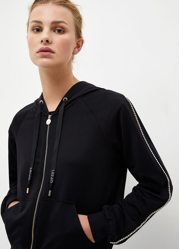 Liu Jo With Zip And Rhinestones Sweatshirts Damen Schwarz | CPJ-197602