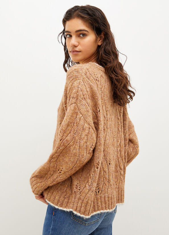 Liu Jo Wolle And Alpaca Pullover Damen Braun | TES-204751