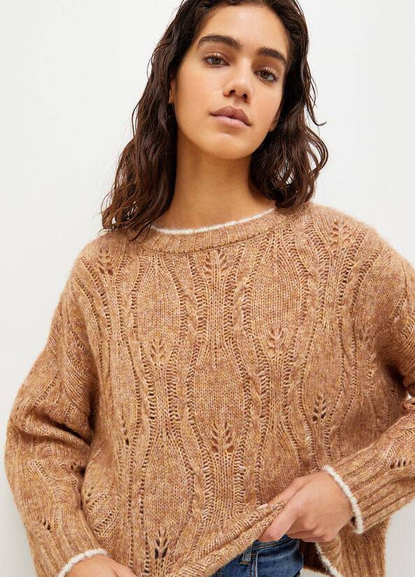 Liu Jo Wolle And Alpaca Pullover Damen Braun | TES-204751