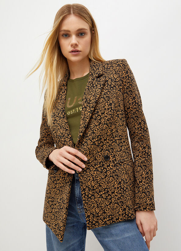 Liu Jo Animal-Print Jersey Blazer Jacke Damen Kupfer | FTY-530964