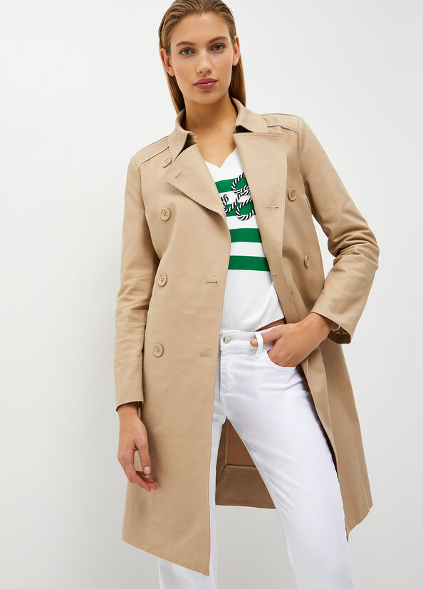 Liu Jo Baumwoll Trench Mäntel Damen Beige | MTC-159867