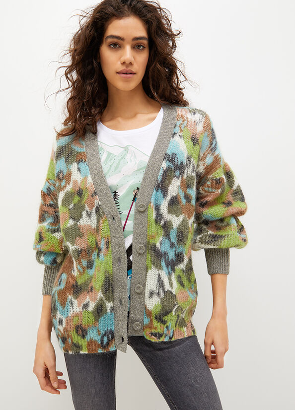 Liu Jo Camou Jacquard Cardigan Pullover Damen Blumen | CQA-043216