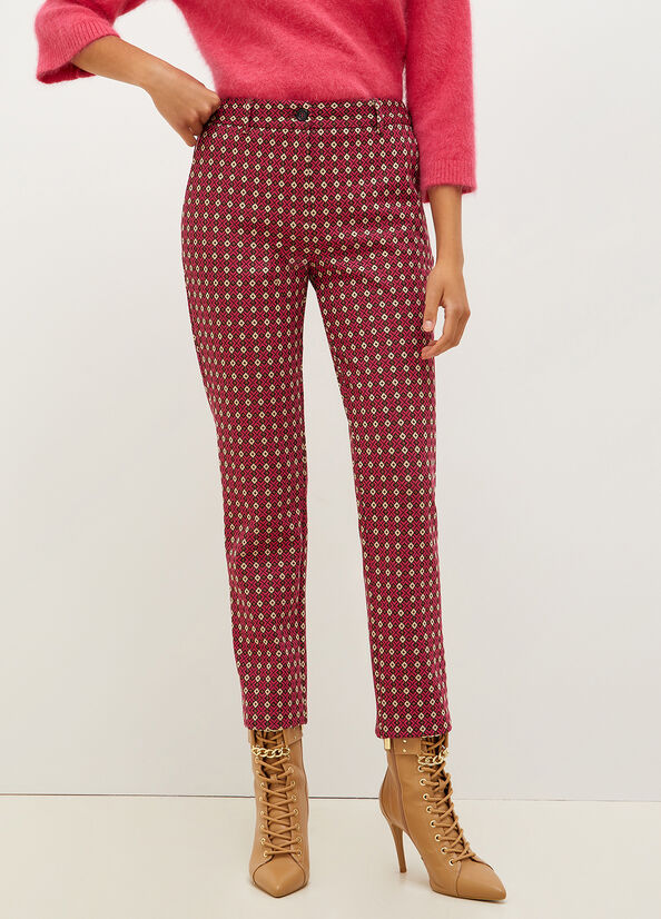 Liu Jo Chinos With Geometric Motif Hose Damen Rot | ETR-573096