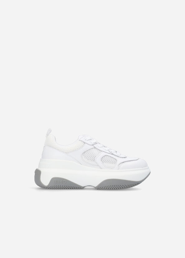 Liu Jo Chunky Leder Sneakers Damen Weiß | BRZ-432716